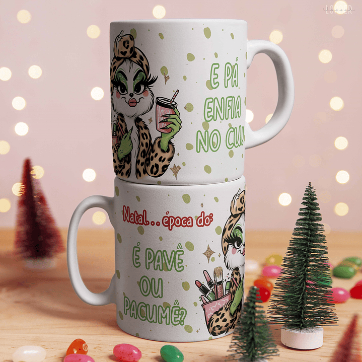 5 Artes para Caneca Meninas Grinch Natal Arquivo em Jpg 2