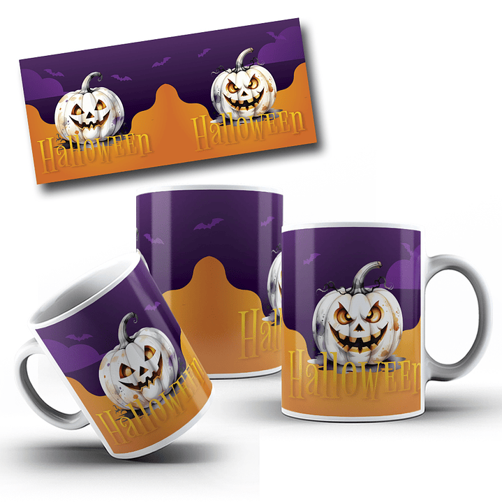 6 Artes para Caneca Abobora Halloween Arquivo Editável 5