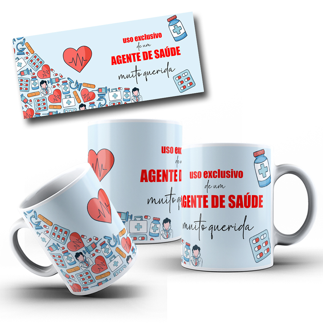 6 Artes para Caneca Agente de Saúde Arquivo em Editável 3