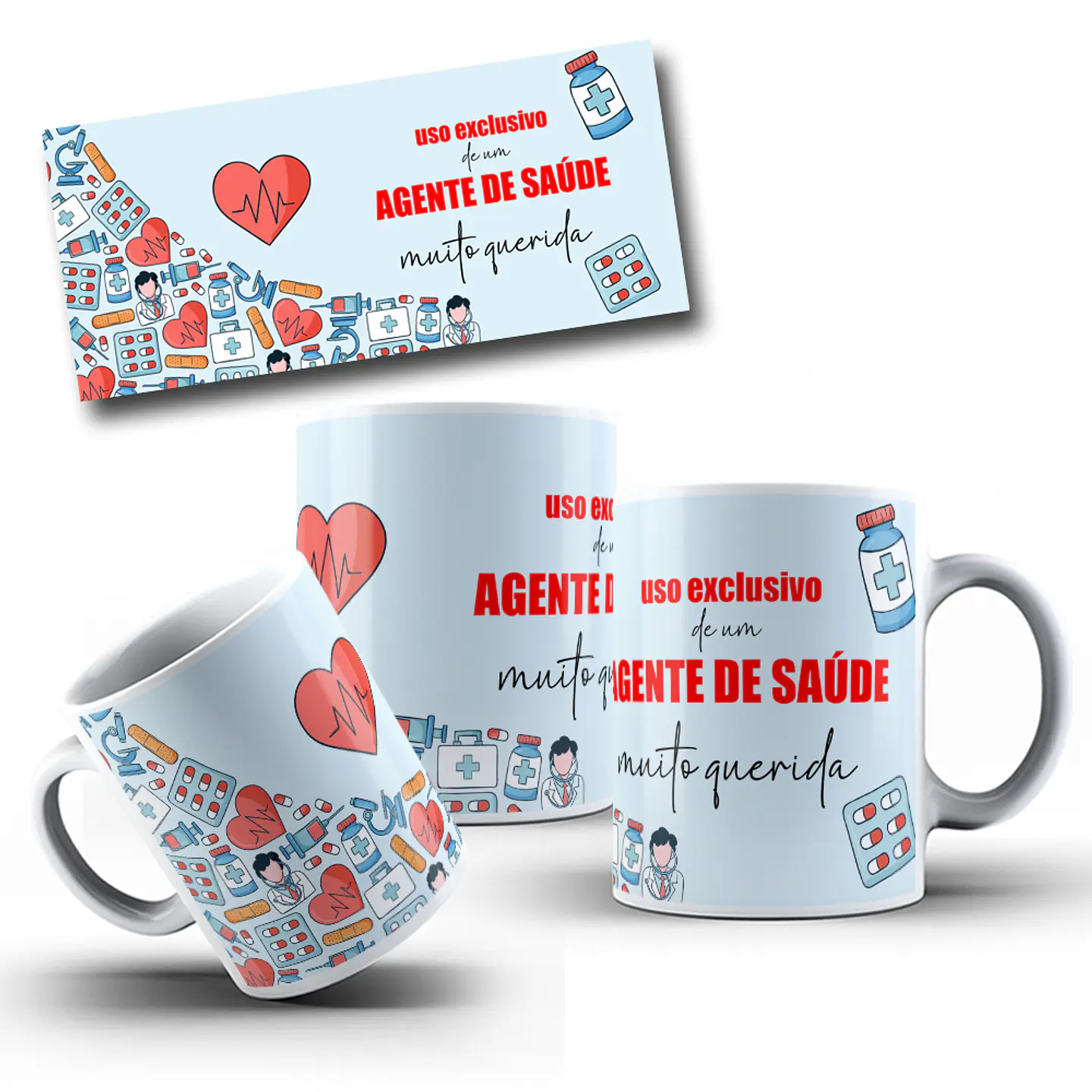 6 Artes para Caneca Agente de Saúde Arquivo em Editável 3