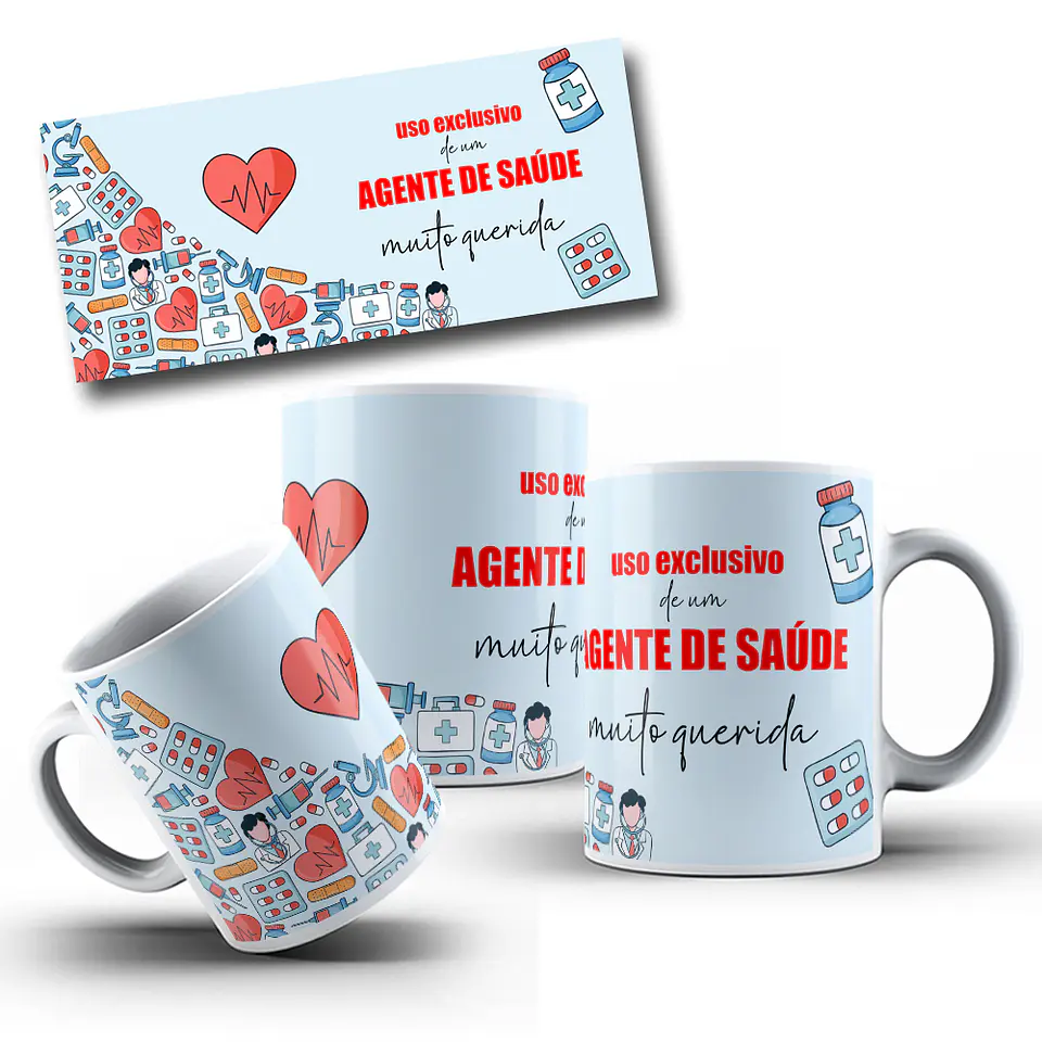 6 Artes para Caneca Agente de Saúde Arquivo em Editável 3