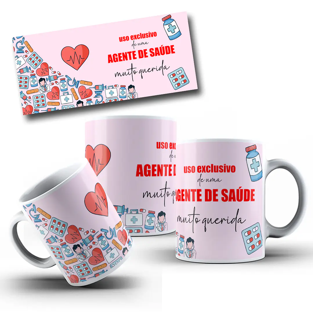 6 Artes para Caneca Agente de Saúde Arquivo em Editável 4