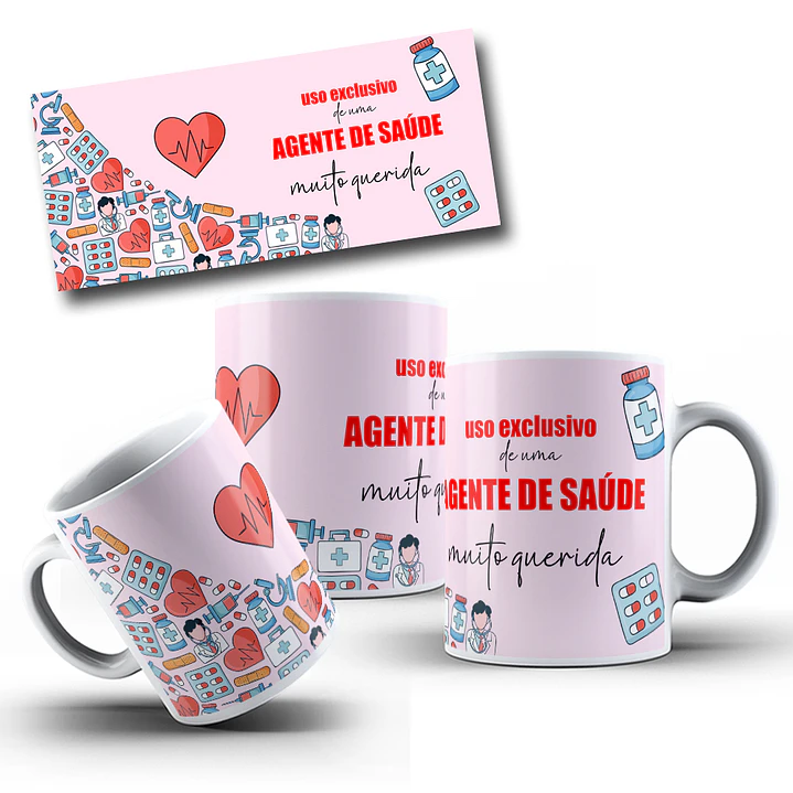 6 Artes para Caneca Agente de Saúde Arquivo em Editável 4