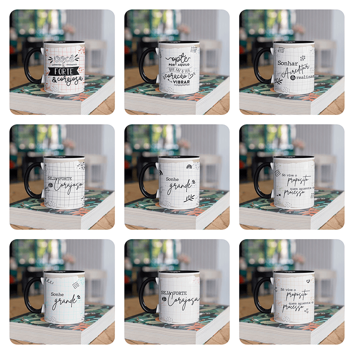 10 Artes para Caneca Frases Seja Forte e Corajosa Arquivo em Png 1