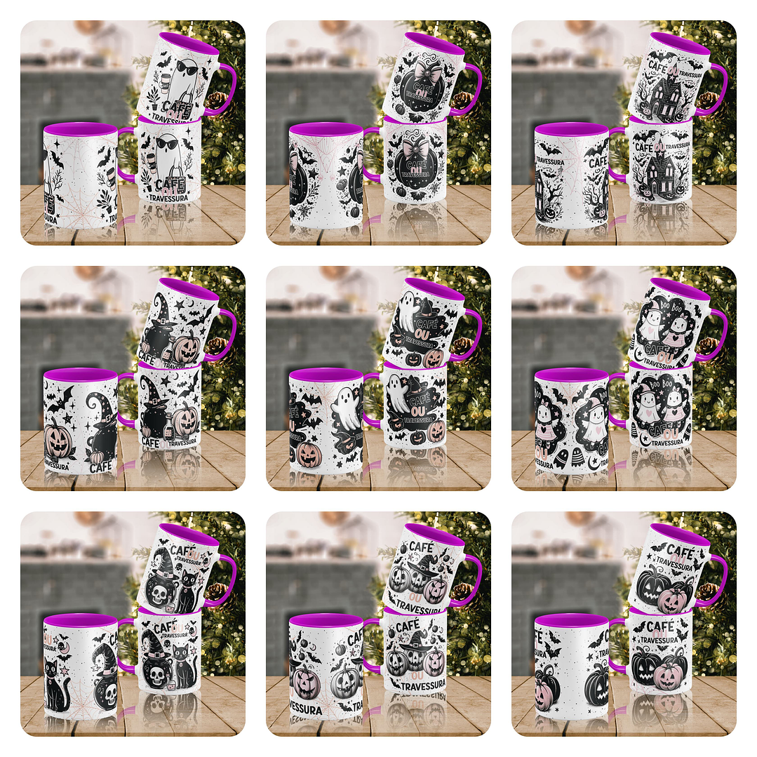 10 Artes para Caneca Halloween Cute Arquivo Editável 1