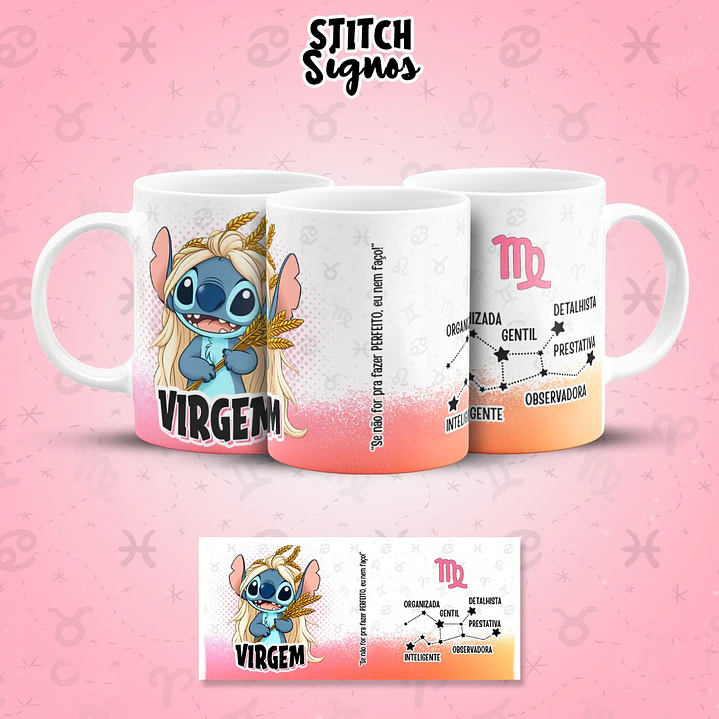 12 Artes para Caneca Stitch Signos Arquivo em Jpg  1