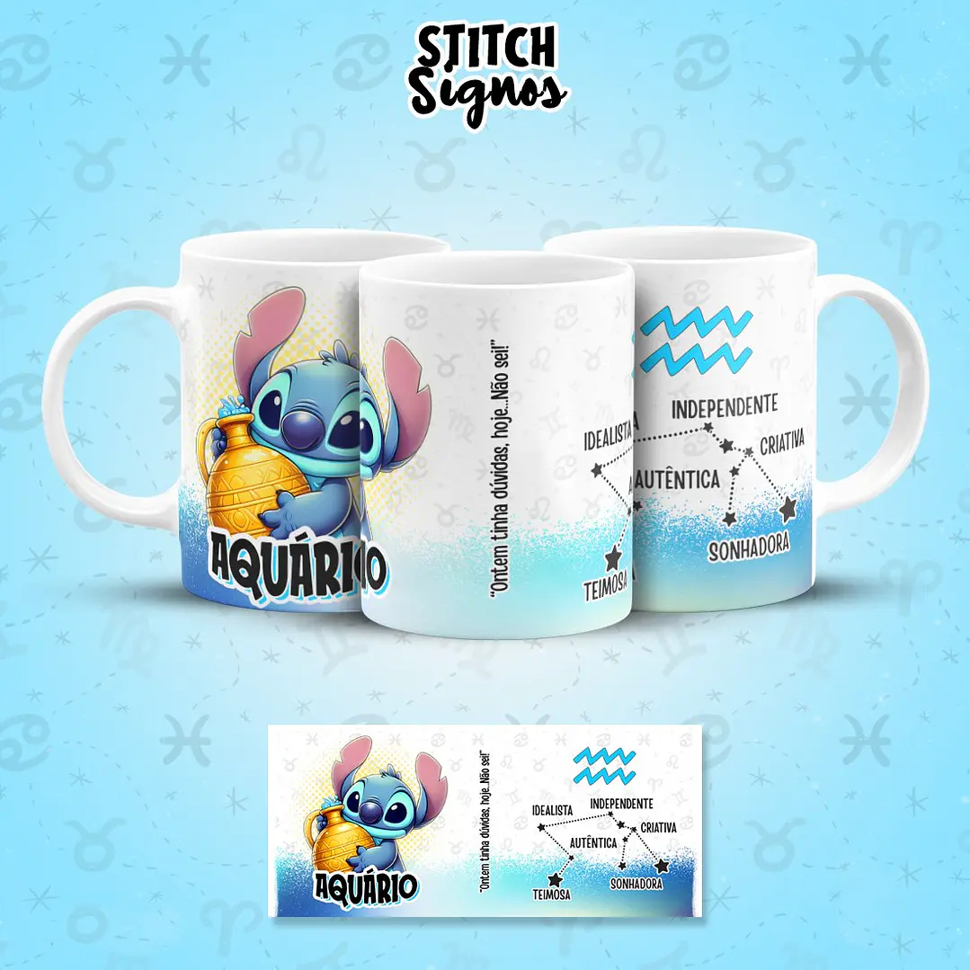 12 Artes para Caneca Stitch Signos Arquivo em Jpg  2