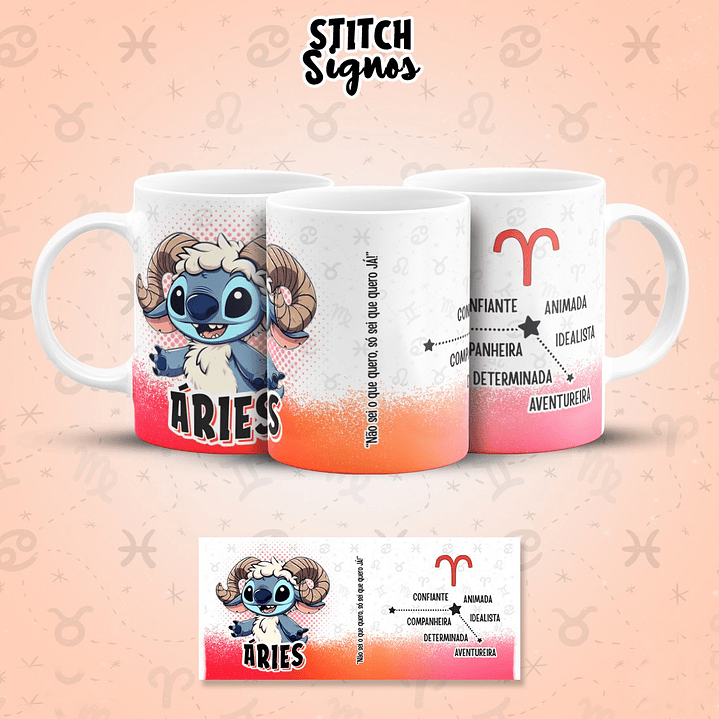 12 Artes para Caneca Stitch Signos Arquivo em Jpg  3