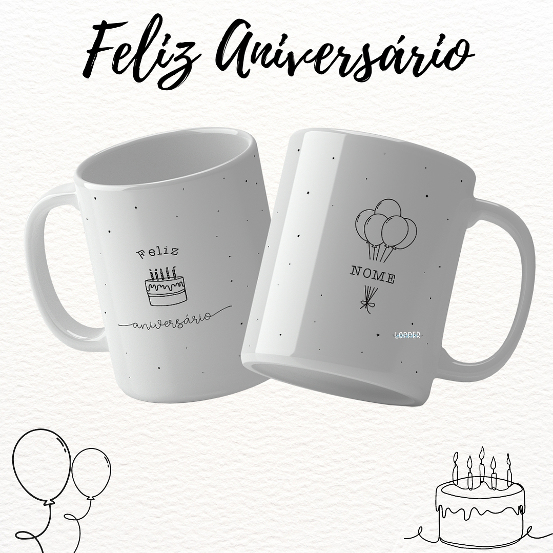 16 Artes para Caneca Feliz Aniversário Arquivo Editável 6