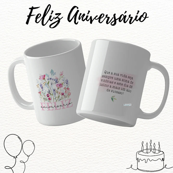 16 Artes para Caneca Feliz Aniversário Arquivo Editável 10