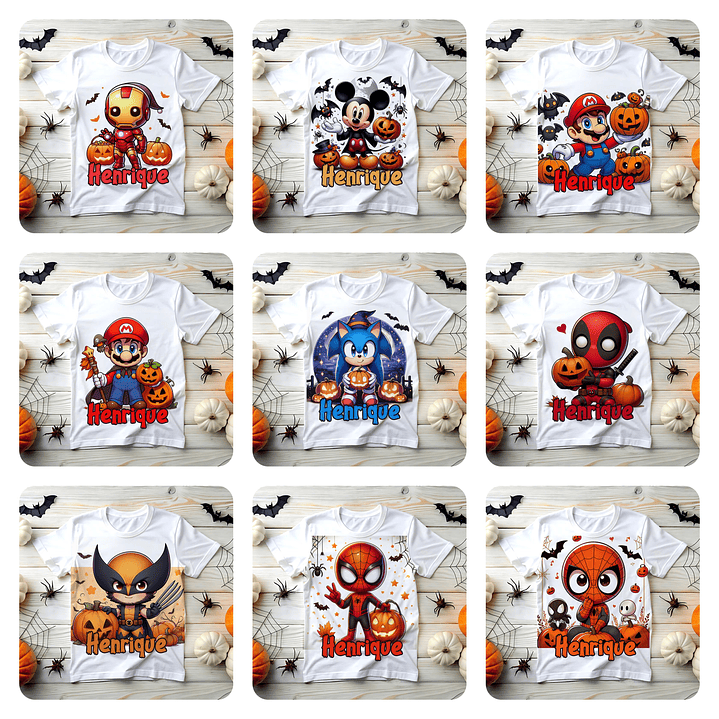 22 Artes para Camisa Personagens Infantil Halloween Arquivo em Png  1