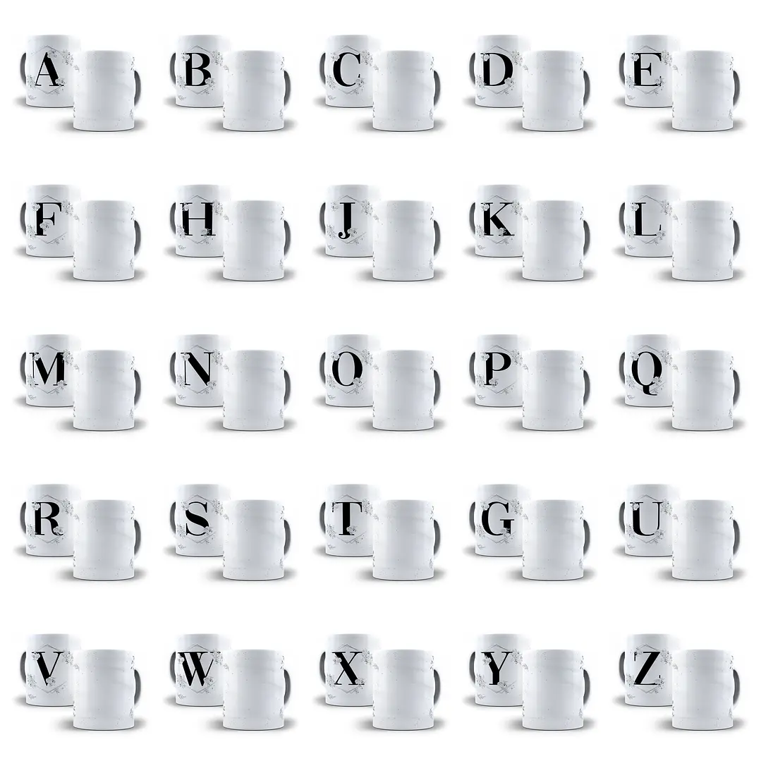 26 Artes para Caneca Alfabeto Prata Arquivo em Jpg 1