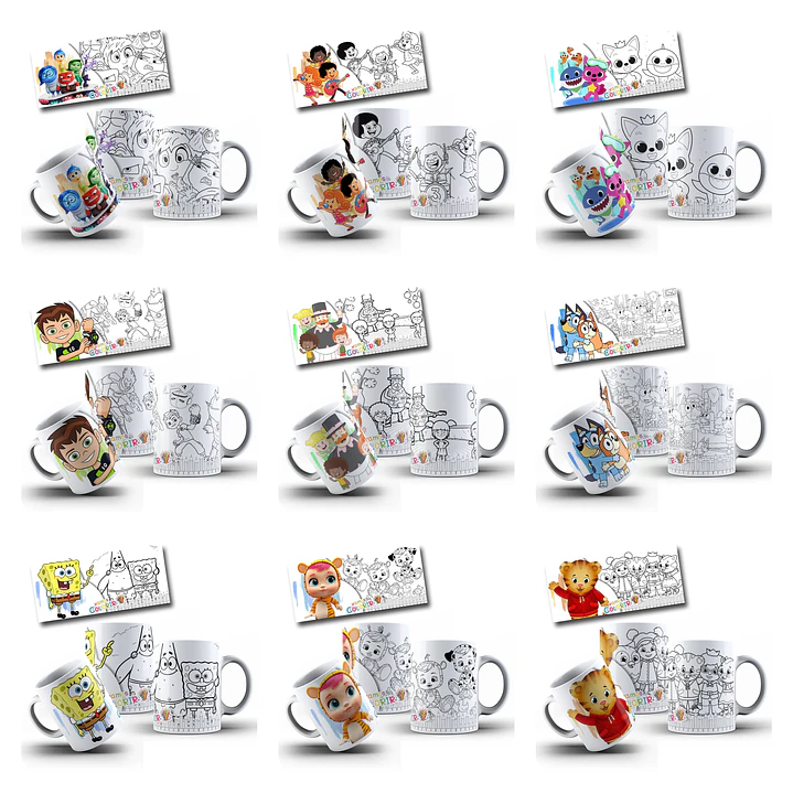 26 Artes para Caneca Personagens para Pintar Arquivo em Jpg  1