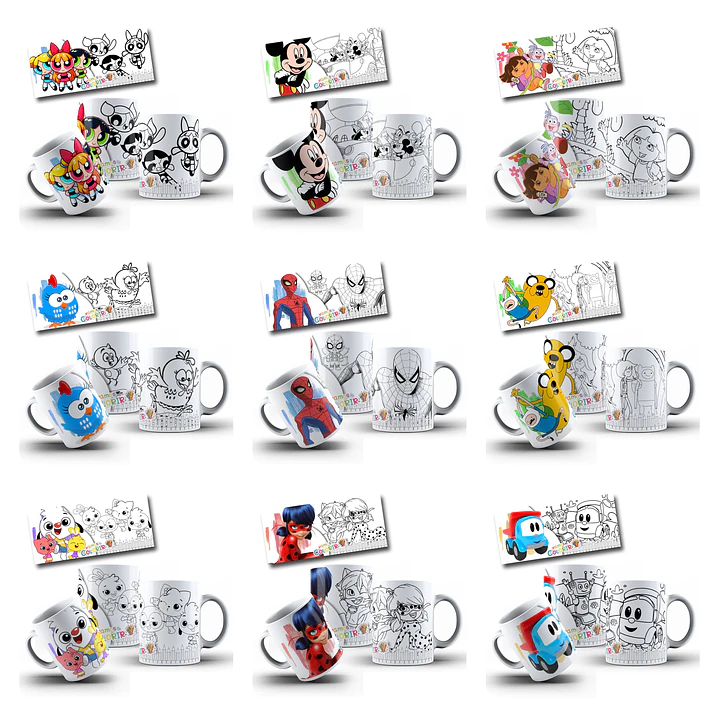 26 Artes para Caneca Personagens para Pintar Arquivo em Jpg  2