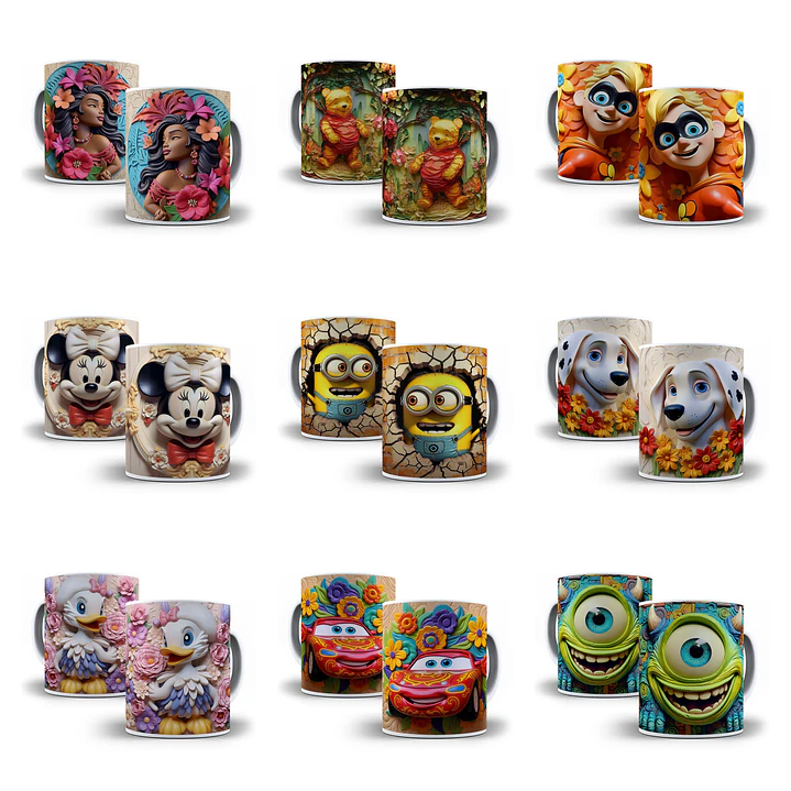 30 Artes para Caneca Personagens Disney 3D Arquivo em Jpg   6