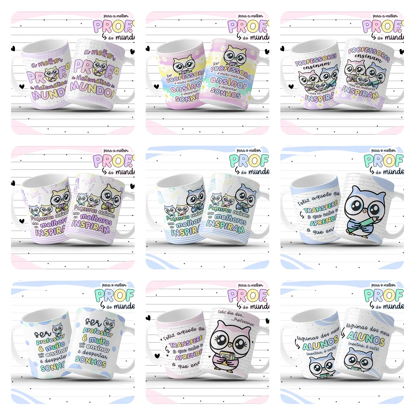 35 Artes para Caneca Dia dos Professores Corujinhas Arquivo em Jpg 2