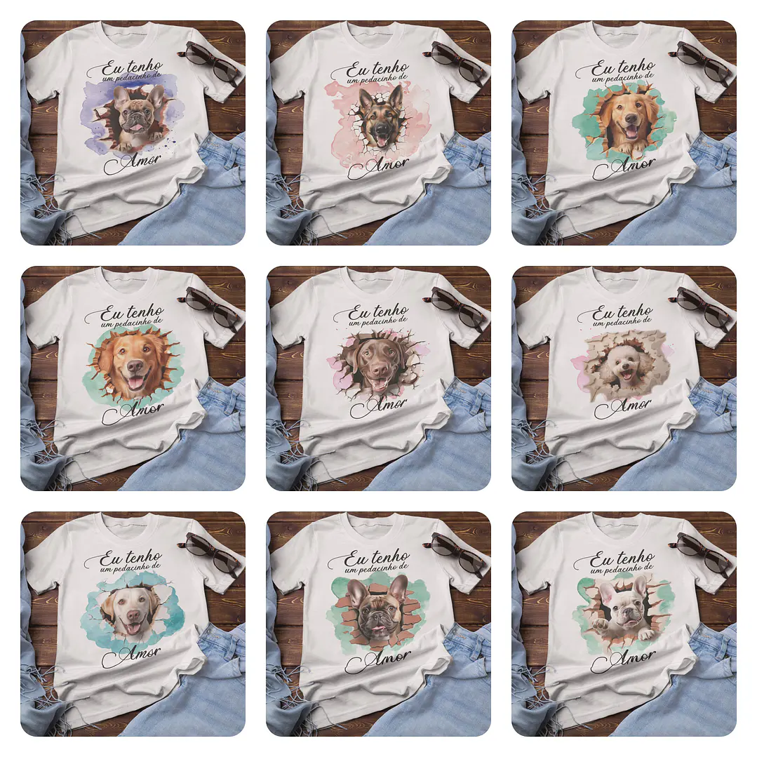 36 Artes para Camisas Pets Animais Arquivo em Png 2