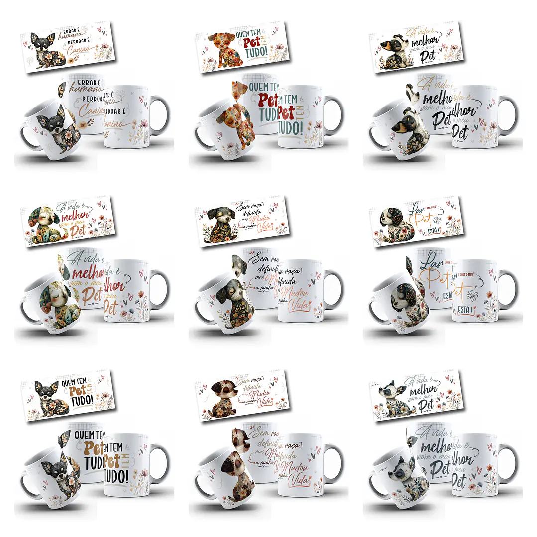 40 Artes para Canecas e Camisas Pets Doguinhos Arquivo em Png  2