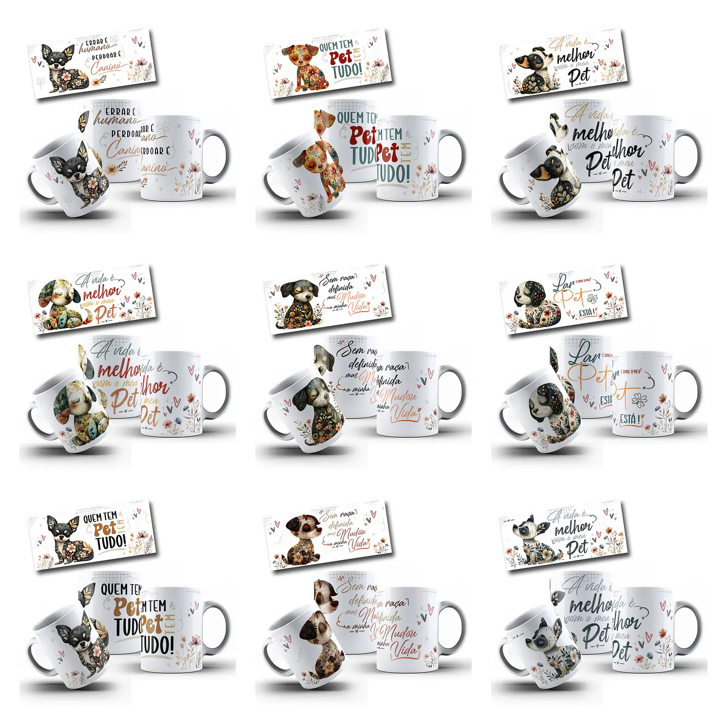 40 Artes para Canecas e Camisas Pets Doguinhos Arquivo em Png  2