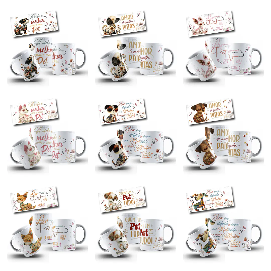 40 Artes para Canecas e Camisas Pets Doguinhos Arquivo em Png  4