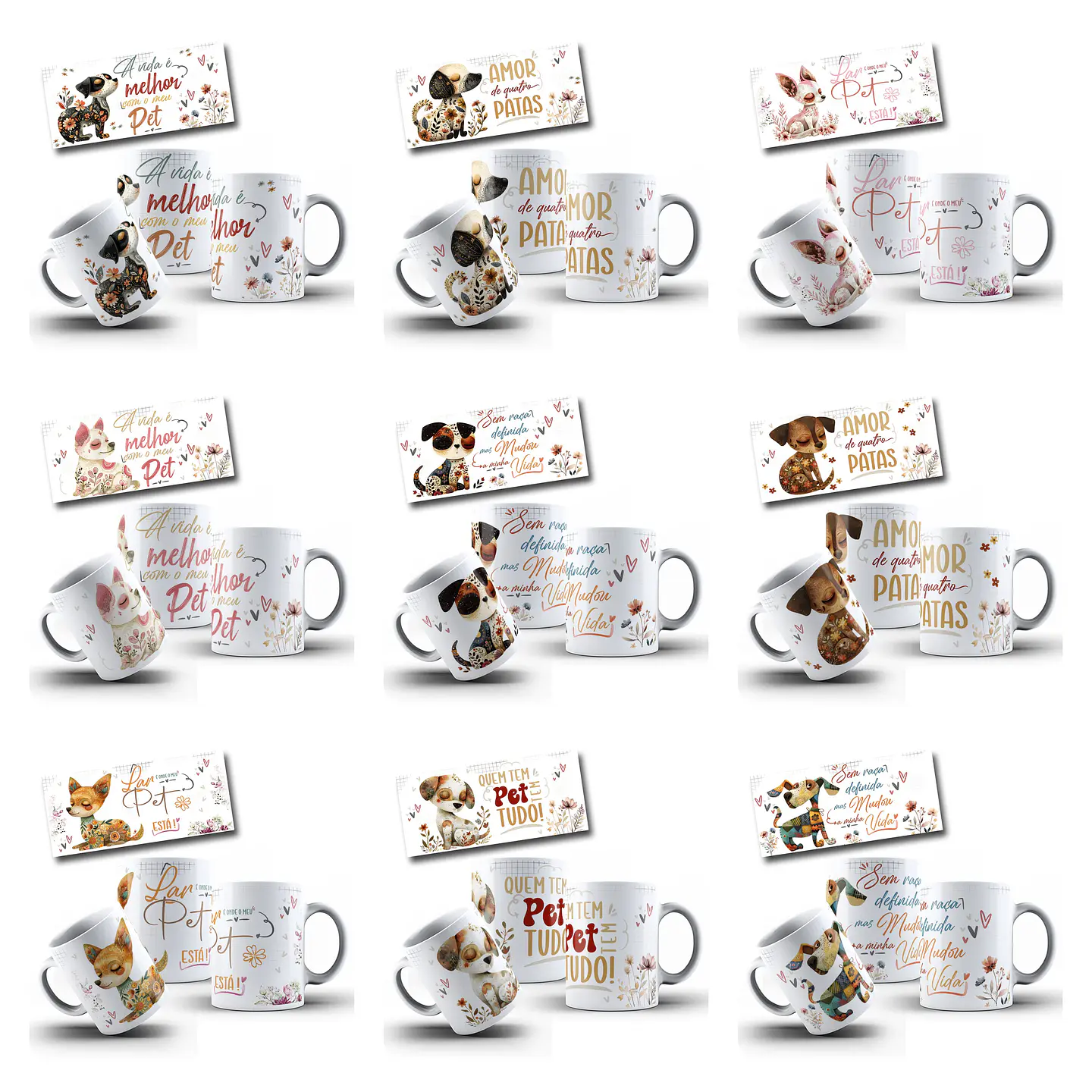 40 Artes para Canecas e Camisas Pets Doguinhos Arquivo em Png  4