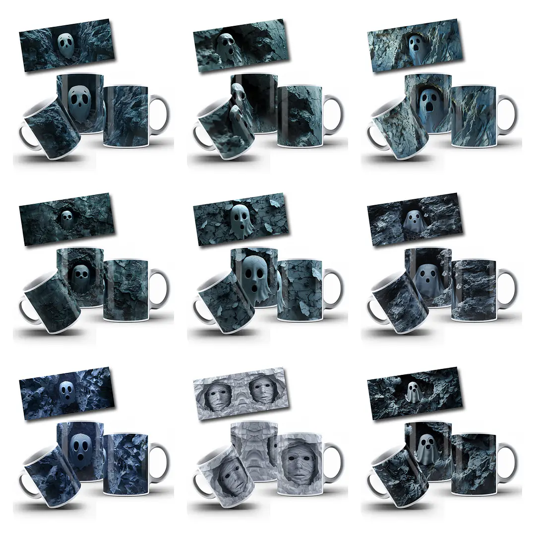 100 Artes para Canecas e Camisa Halloween Arquivo em Png 7