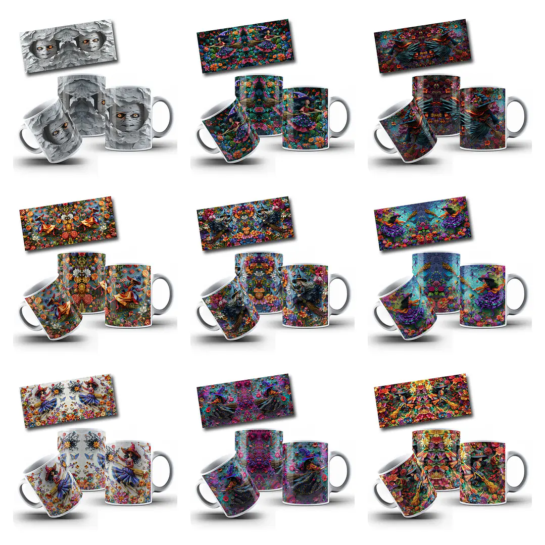 100 Artes para Canecas e Camisa Halloween Arquivo em Png 12