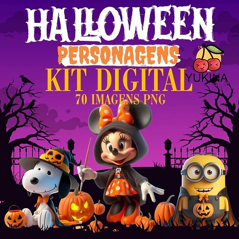 Kit Digital Halloween Personagens Arquivos Sem Fundo Png