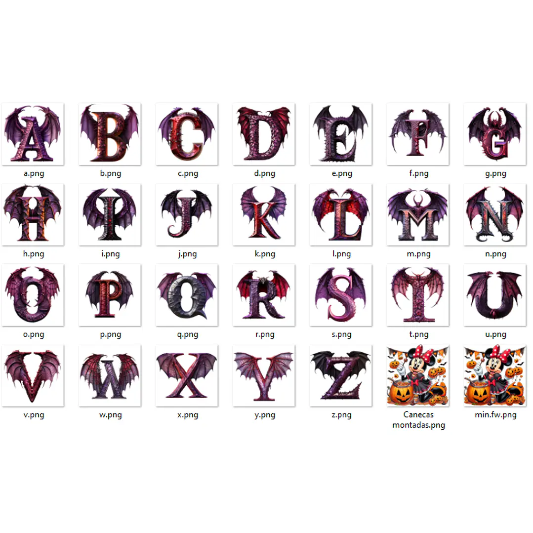 Kit Digital Alfabeto Minnie Halloween Arquivos Sem Fundo Png  1