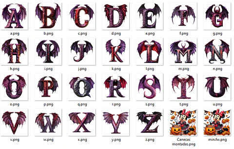 Kit Digital Alfabeto Minnie Halloween Arquivos Sem Fundo Png 