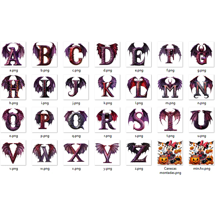 Kit Digital Alfabeto Minnie Halloween Arquivos Sem Fundo Png  1