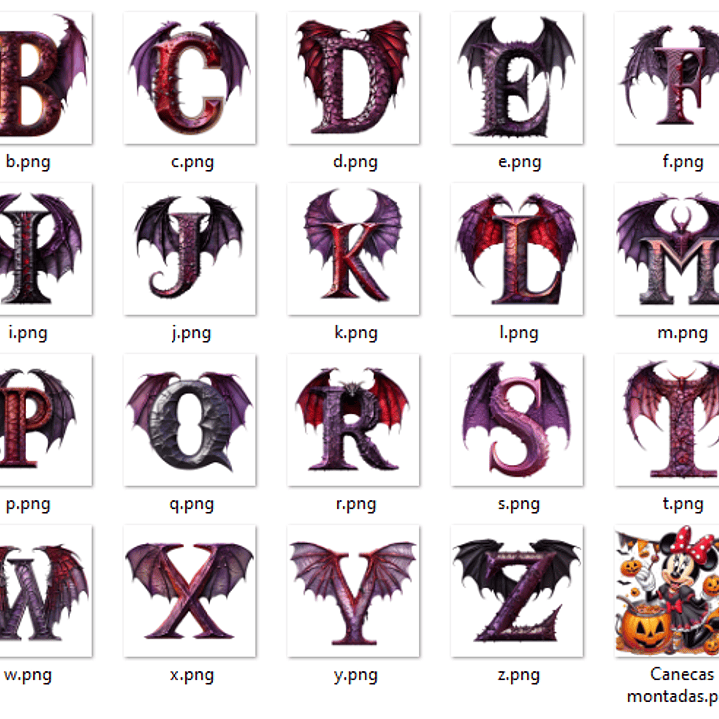 Kit Digital Alfabeto Minnie Halloween Arquivos Sem Fundo Png  1