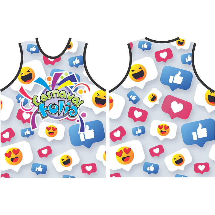 Arte Modelo de Abada Carnaval Emoticons Arquivo Editável Vetor Abadás Template 1
