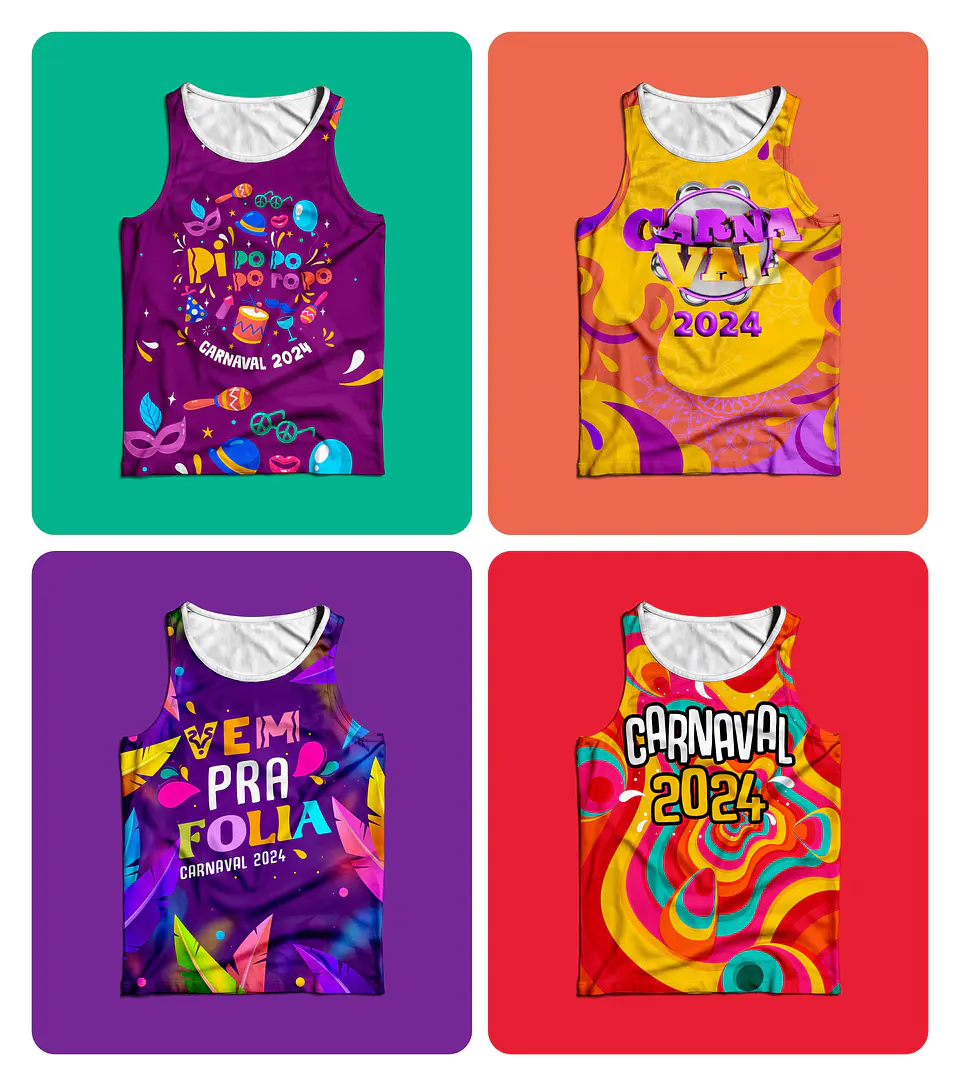 5 Artes Modelo de Abada Carnaval Bloco Arquivo Editável Vetor Abadás Template 6