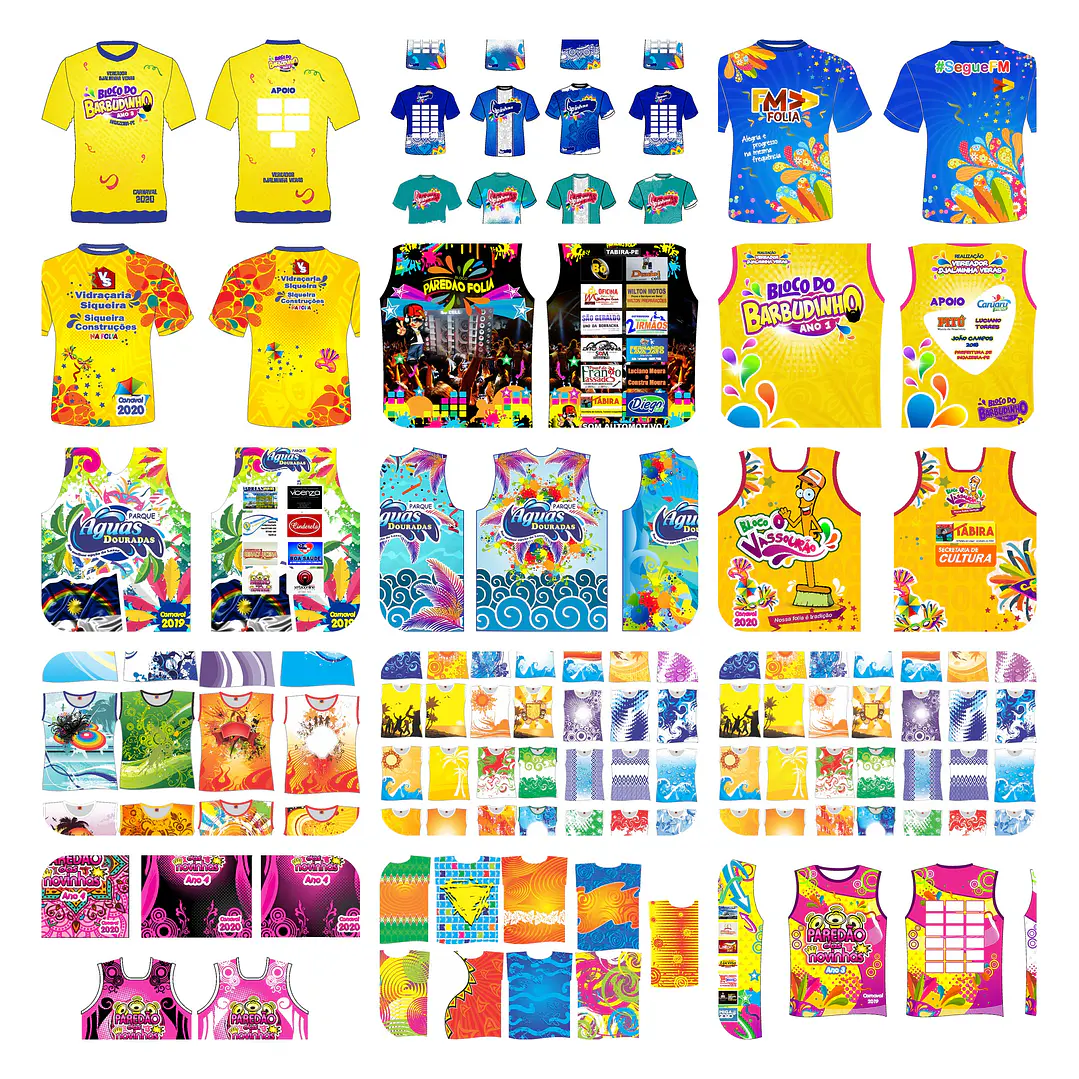 50 Artes Modelo de Abada Carnaval Bloco Arquivo Editável Vetor Abadás Template 2