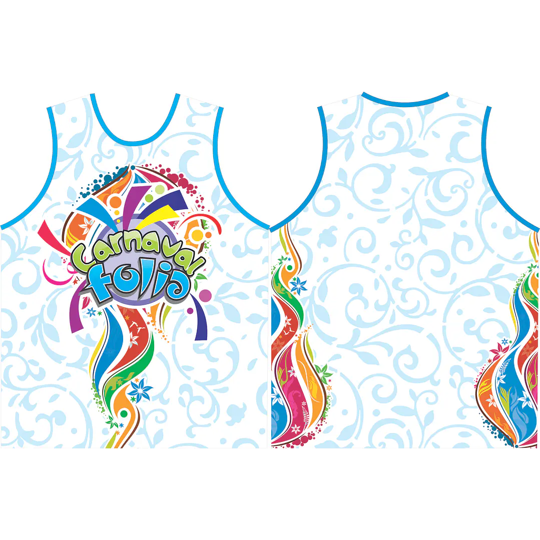Arte Modelo de Abada Carnaval Floral Blue Arquivo Editável Vetor Abadás Template 1