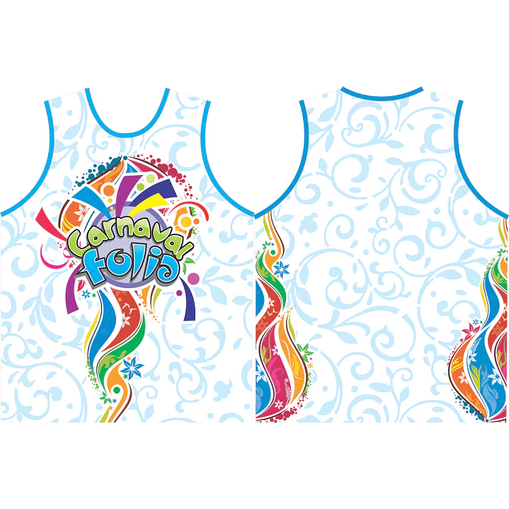 Arte Modelo de Abada Carnaval Floral Blue Arquivo Editável Vetor Abadás Template 1