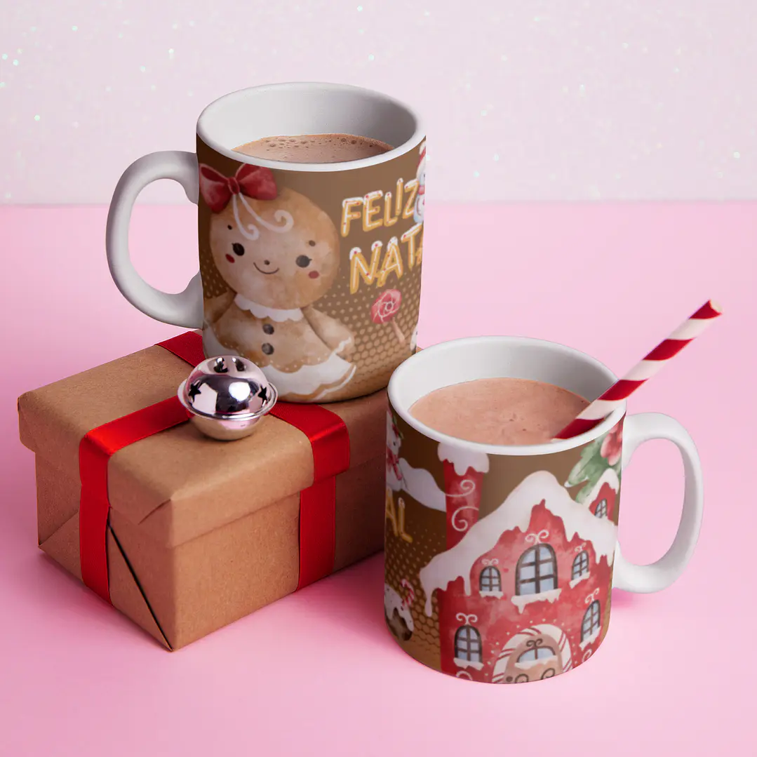 5 Artes para Caneca Gingerbread Natal Arquivo Editável 2