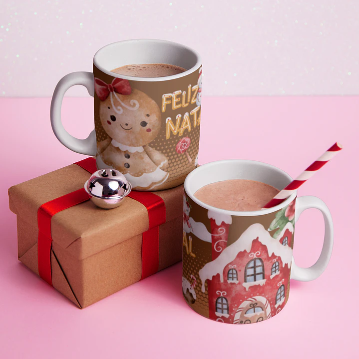 5 Artes para Caneca Gingerbread Natal Arquivo Editável 2