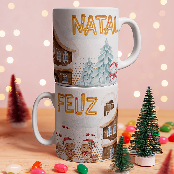 5 Artes para Caneca Gingerbread Natal Arquivo Editável 3
