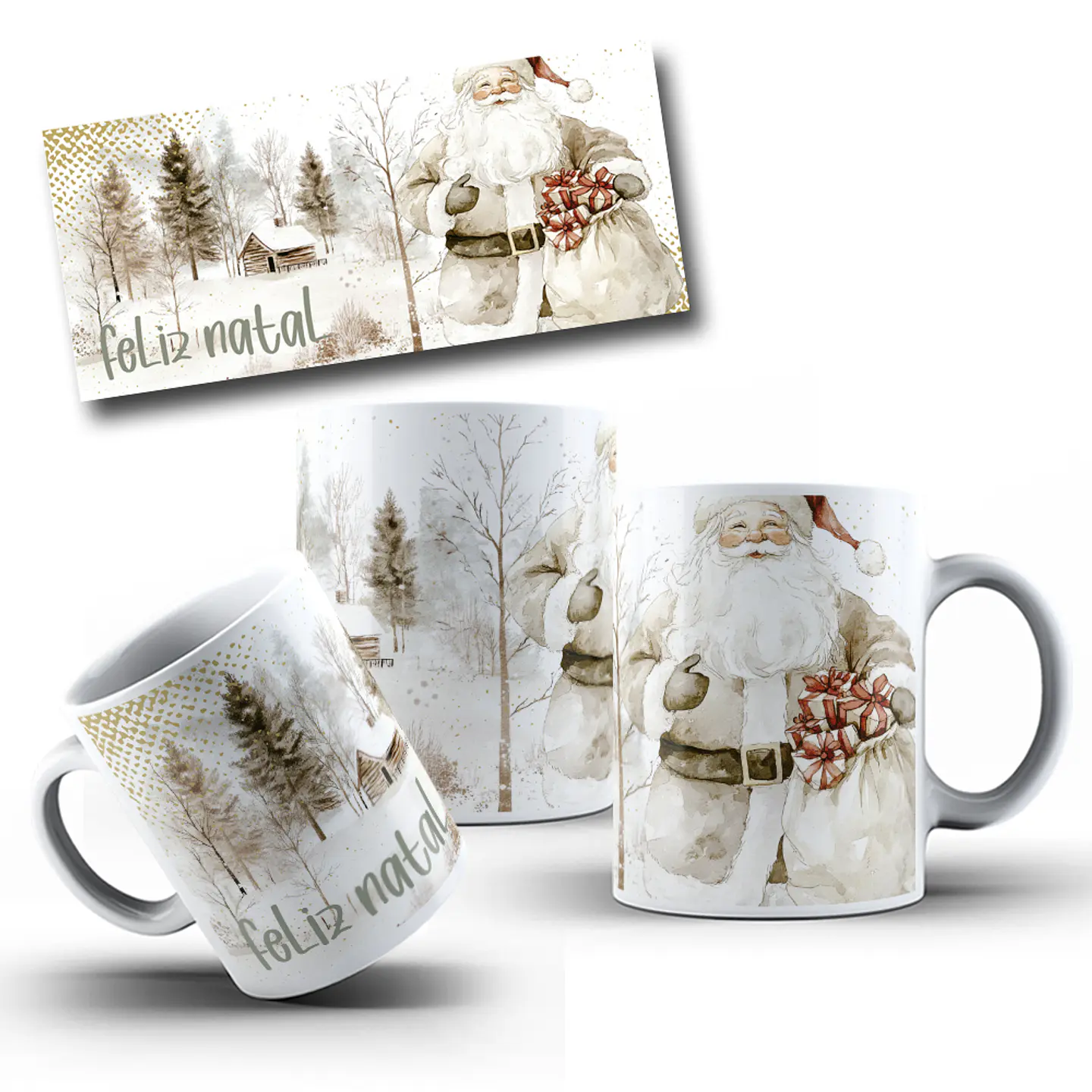 7 Artes para Caneca Natal Clássico Arquivo Editável 3