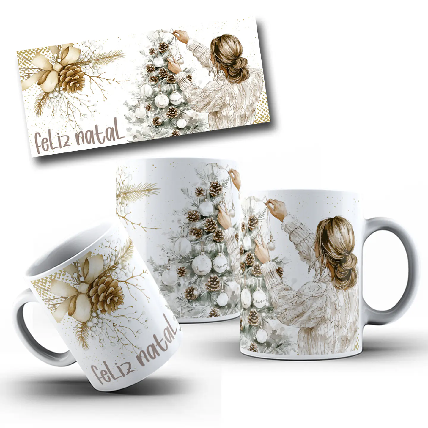 7 Artes para Caneca Natal Clássico Arquivo Editável 4