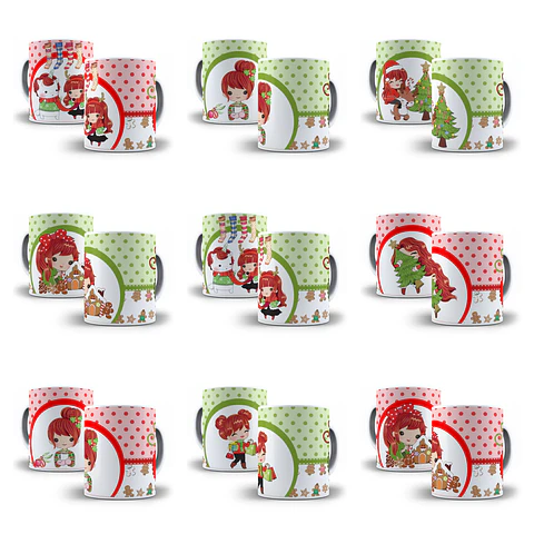 12 Artes para Caneca Natal Menina Arquivo Editável 
