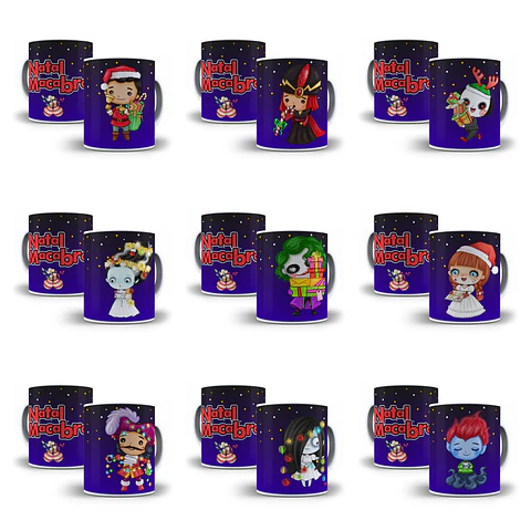 18 Artes para Caneca Natal Macabro Arquivo Editável 