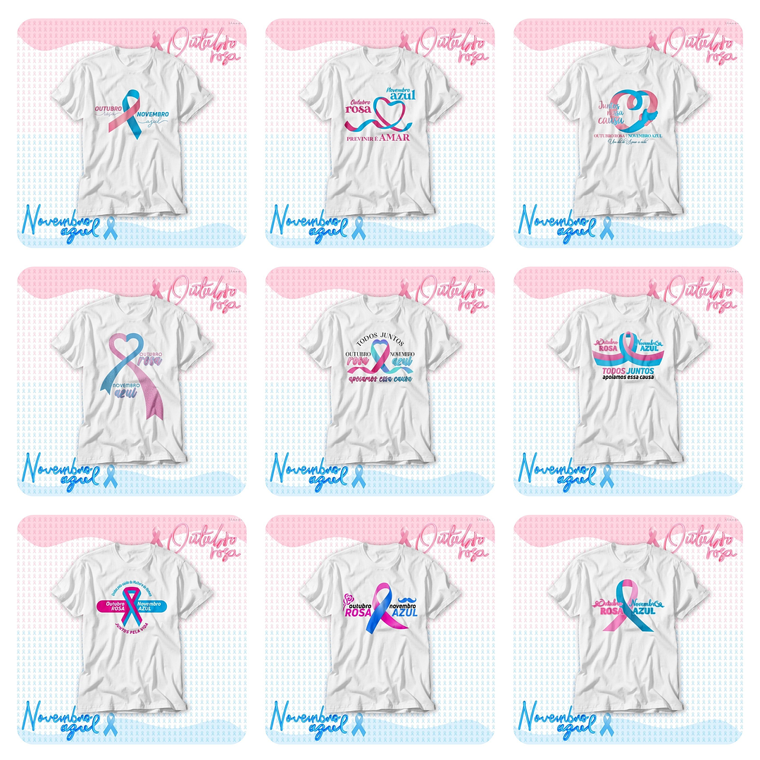 22 Artes para Camisa e Caneca Outubro Rosa e Novembro Azul Arquivo Editável 1