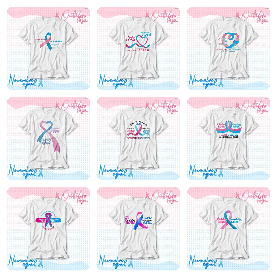 22 Artes para Camisa e Caneca Outubro Rosa e Novembro Azul Arquivo Editável 1