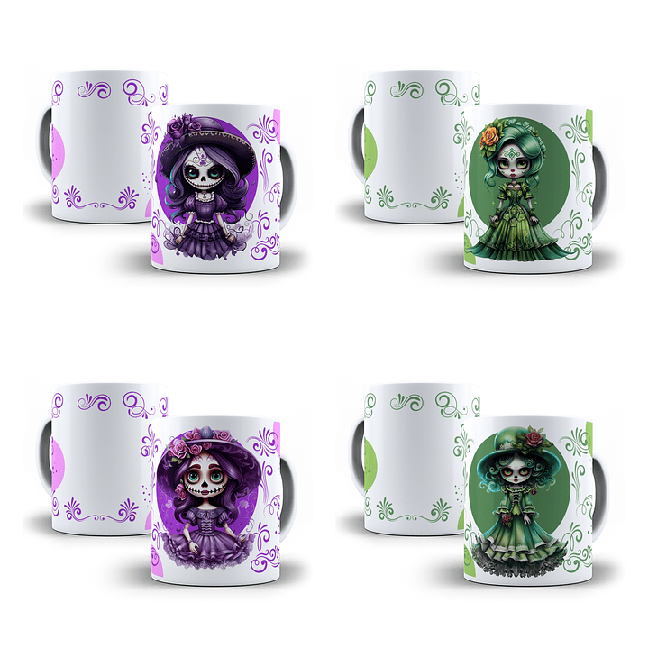 22 Artes para Caneca Caveira Mexicana Arquivo em Jpg  3
