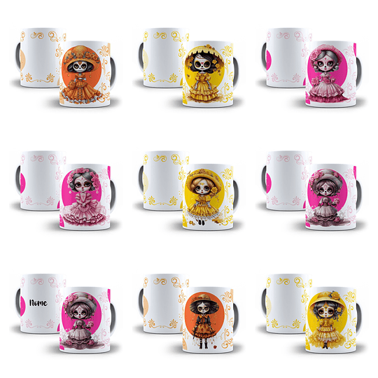 22 Artes para Caneca Caveira Mexicana Arquivo em Jpg 