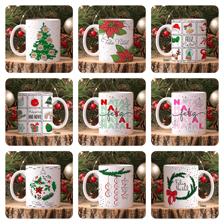 30 Artes para Caneca Natal em Linhas Arquivo em Jpg 3