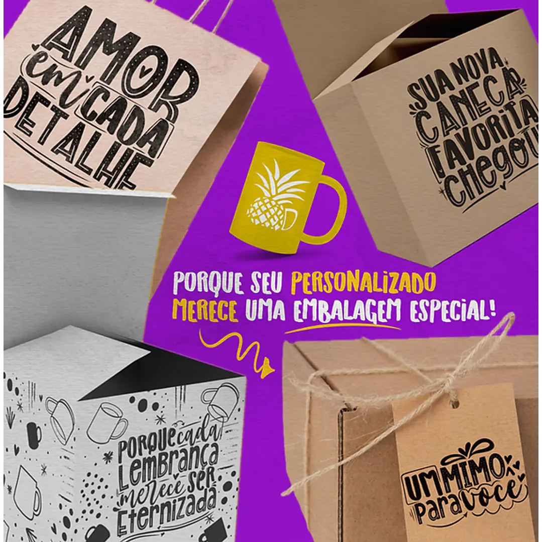 Arte para Embalagem Caixa Caneca em Png  2